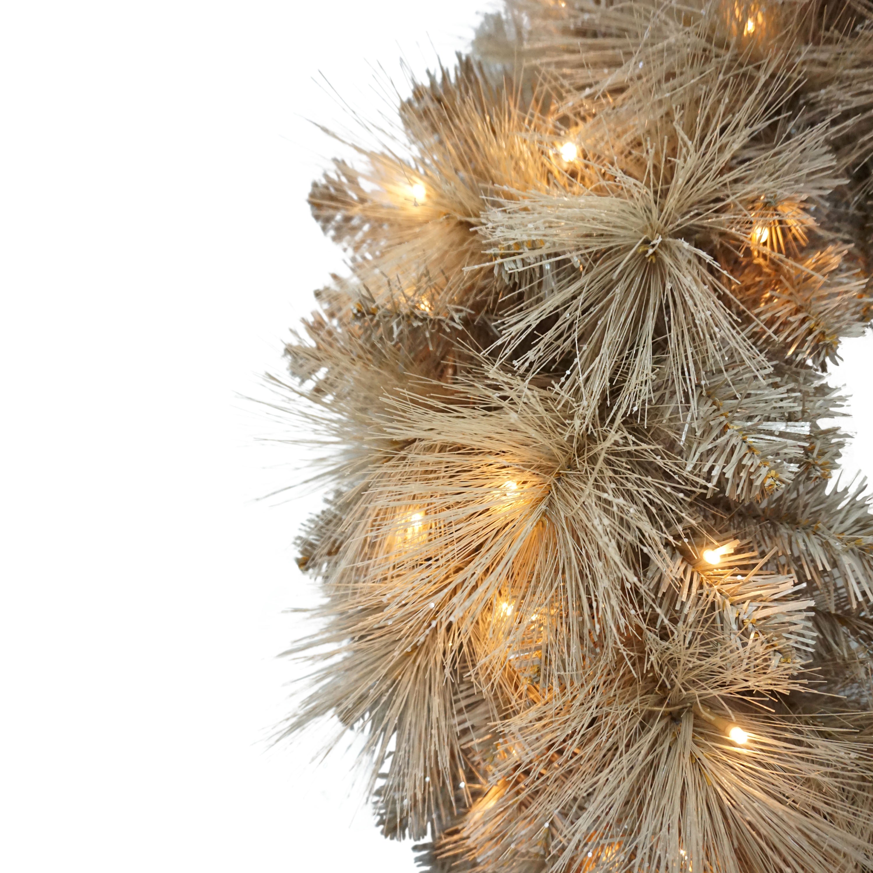 24" Battery-Operated Pre-Lit Tan Wreath